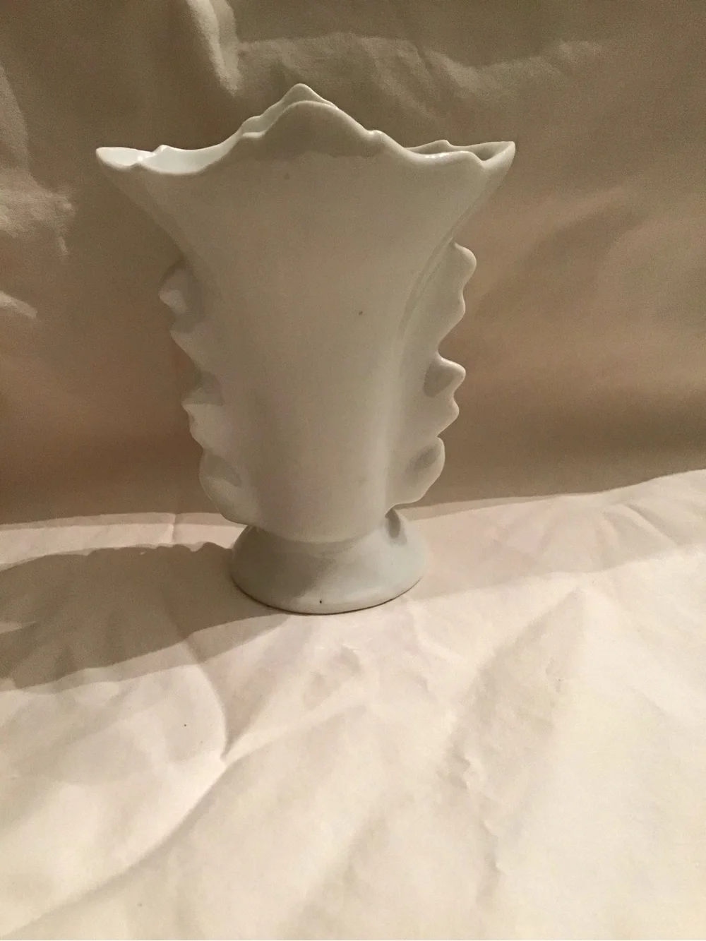 White Floral Porcelain Vase with Applied Flower Accent - Brand Unknown